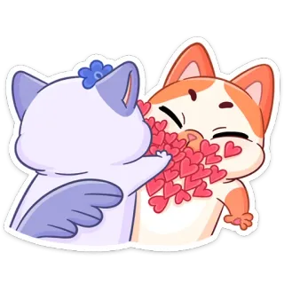❤️ kucing, cinta, ciuman, kasih sayang, hati, hewan, lucu telegram sticker