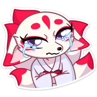 😭 cáo, động vật, buồn, khóc, nước mắt, anime, kawaii, dễ thương, nhãn dán whatsapp sticker