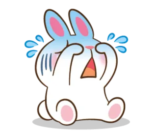 😭 кролик, плачущий, грустный, мультик, эмодзи, наклейка whatsapp sticker