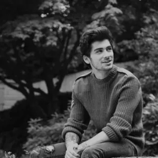 🌪 Zayn Malik Зейн Малик, Певец, Черно-белый, Знаменитость, Портрет, One Direction telegram sticker