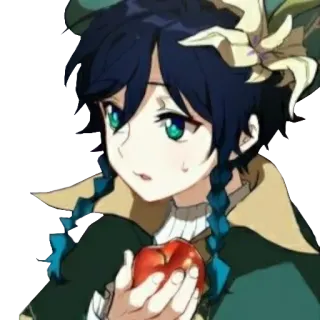 😟 Venti Genshin Impact Anime, Video game, Genshin Impact, Venti, Maçã, Personagem telegram sticker