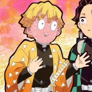 ⚡️ Zenitsu Agatsuma Demon Slayer anime, mangá, Demon Slayer, Zenitsu, assustado, engraçado, ilustração telegram sticker