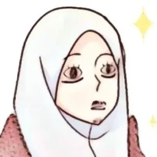 🌺 Hijab, Donna, Islam, Fazzoletto, Musulmano, Cartone animato, Scintillio whatsapp sticker