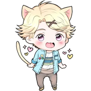 😻 Chibi, Mono, Anime, Gato, Kawaii, Dibujo animado, Sticker telegram sticker