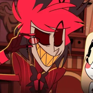 🍾 Alastor Hazbin Hotel demon, radio, uśmiech, zło, kreskówka telegram sticker