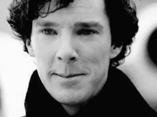😅 Benedict Cumberbatch 本尼迪克特·康伯巴奇, 演员, 肖像, 黑白, 男人, 著名 whatsapp sticker