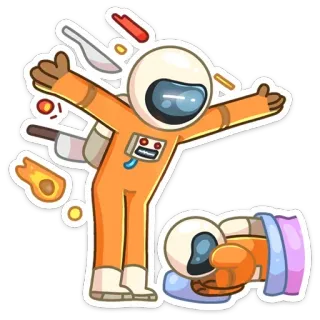 🦸‍♂ astronauta, cozinhar, desenho animado, cozinha, comida telegram sticker