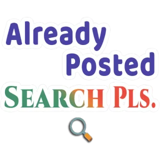🔍 Already Posted SEARCH PLS. ricerca, pubblicato, internet, lente d'ingrandimento, testo, adesivo telegram sticker