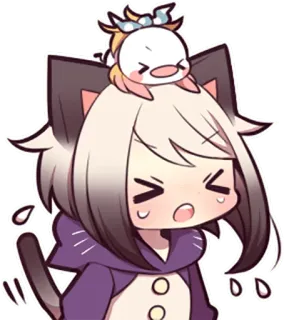 😫 Anime, Neko, Kawaii, Mignon, Dessin animé, Personnage whatsapp sticker
