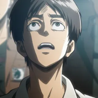 🗡 Eren Yeager Attack on Titan Anime, Mangá, Triste, Assustado, Preocupado, Eren, Ataque dos Titãs whatsapp sticker