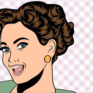 😉 женщина, улыбается, мультфильм, ретро, поп-арт telegram sticker
