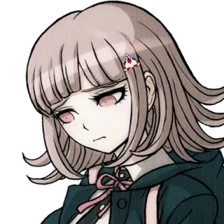 😞 Chiaki Nanami Danganronpa Anime, Trò chơi điện tử, Buồn, Hồng, Cô gái telegram sticker