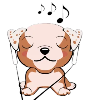 🎧 犬, 音楽, ヘッドホン, かわいい, 漫画, 動物 telegram sticker