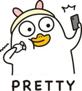 🐣 PRETTY น่ารัก, เป็ด, น่ารัก, การ์ตูน, เซลฟี่, คาวาอิ telegram sticker