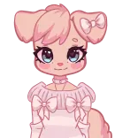 👸 fofo, cachorro, anime, rosa, kawaii, filhote, laço, desenho animado telegram sticker
