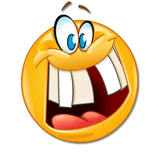 🤪 Emoji, Sonrisa, Dibujo animado, Divertido, Tonto, Dientes, Amarillo, Ojos whatsapp sticker