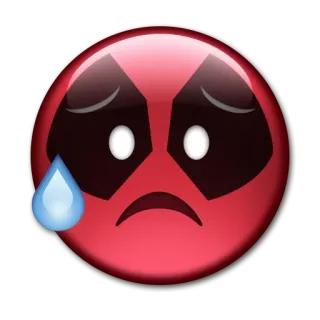 😥 Deadpool emoji, sad, comics, marvel, red telegram sticker