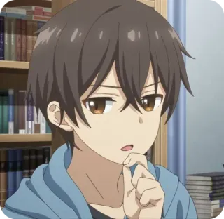🤔 动漫, 角色, 男性, 男孩, 思考, 肖像 telegram sticker