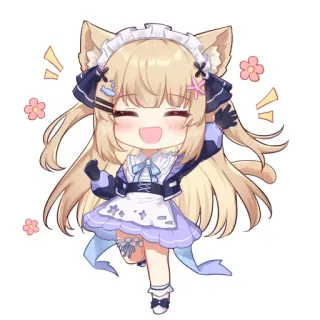 😊 Anime, Chibi, Kawaii, Carino, Ragazza gatto, Maid telegram sticker
