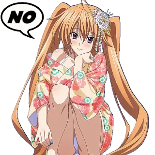 👎 NO Anime, Femme, Illustration, Dessin animé, Autocollant, Non whatsapp sticker