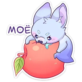 🍎 MOЁ tier, fuchs, süß, apfel, cartoon, aufkleber whatsapp sticker