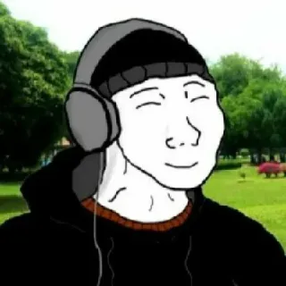 🎧 밈, Wojak, Doomer, 음악, 헤드폰 telegram sticker