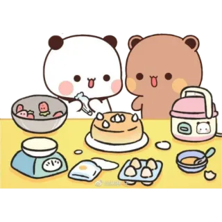 🎂 น่ารัก, หมี, ทำอาหาร, อบ, ขนม, น่าเอ็นดู, คาวาอิ, การ์ตูน telegram sticker