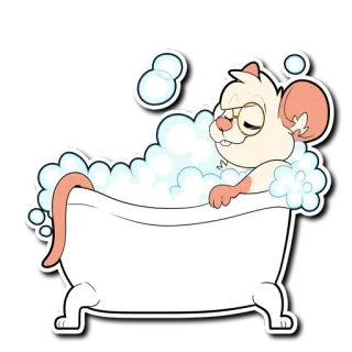 🛁 rato, banheira, bolhas, desenho animado, fofo, relaxamento, animal telegram sticker