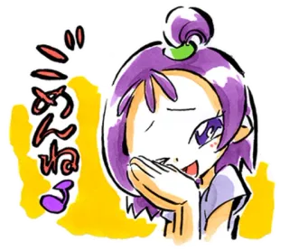😜 めんね Anime, Mädchen, Japanisch, Süß, Sticker, lila Haare telegram sticker
