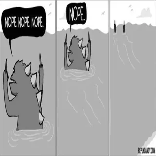 🚶 NOPE NOPE NOPE. NOPE. monster, jari tengah, tidak, laut, kartun telegram sticker