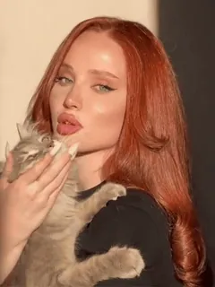 🍓 donna, gatto, animale domestico, capelli rossi, bellezza, ritratto, animale, gatto domestico telegram sticker