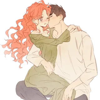 ❤️ casal, romance, abraço, afeição, beijo, desenho animado whatsapp sticker