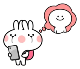 💭 토끼, 만화, 스티커, 귀여운, 폰, 동물, kawaii telegram sticker