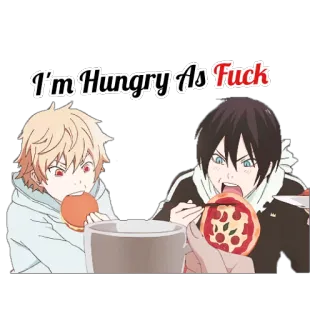 🍗 I'm Hungry As Fuck anime, hambre, comida, comiendo, groserías telegram sticker
