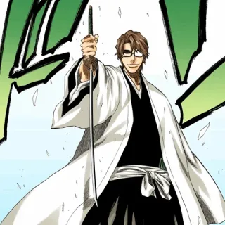 🧬 Sosuke Aizen Bleach 애니메이션, 검, 안경, 강력한, 악당 telegram sticker