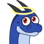 😇 dragon, halo, cute, cartoon, angel, blue telegram sticker