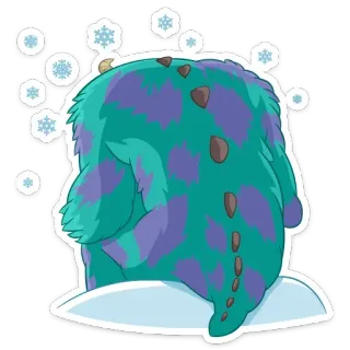 ❄️ Sully Monsters, Inc. monstro, azul, peludo, neve, desenho animado, fofo telegram sticker