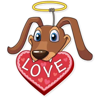 ❤ LOVE dog, angel, love, heart, cute, cartoon whatsapp sticker