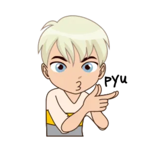 🔫 jongen, cartoon, schattig, anime, wijzend, gebaar whatsapp sticker