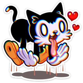 ⭐ gato, desenho animado, corações, fofo, adesivo, engraçado whatsapp sticker
