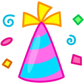 🥳 gorro de fiesta, confeti, celebración, fiesta, cumpleaños, decoración whatsapp sticker