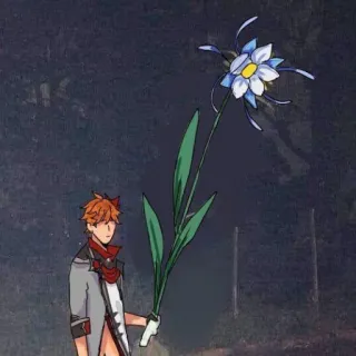 🥰 Tartaglia Genshin Impact Tartaglia, Genshin Impact, Anime, Juego, Personaje, Flor whatsapp sticker