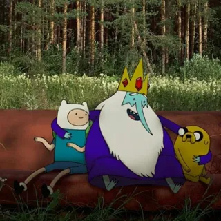 😃 Finn, Ice King, Jake Adventure Time カートゥーン, アドベンチャー・タイム, フィン, アイスキング, ジェイク, キャラクター, 友情 telegram sticker