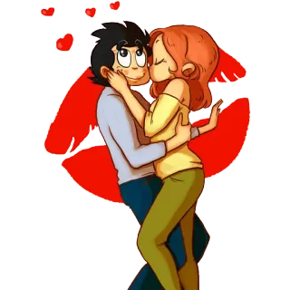 💋 любовь, пара, поцелуй, романтика, мультфильм, сердечки telegram sticker