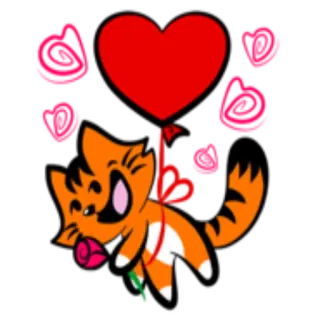 🎈 gato, corazón, amor, lindo, rosa, animal, dibujos animados telegram sticker