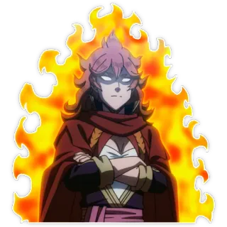 😡 Mereoleona Vermillion Black Clover anime, fire, magic, strong female character, black clover, mereoleona vermillion telegram sticker