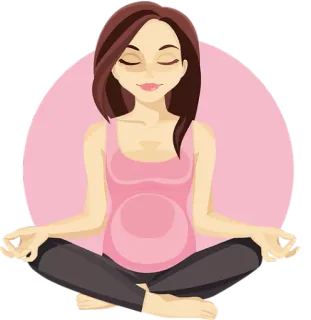 🤰 Schwangerschaft, Yoga, Meditation, Frau, Cartoon whatsapp sticker