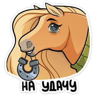 🐴 НА УДАЧУ ngựa, may mắn, móng ngựa, động vật, nhãn dán, phim hoạt hình whatsapp sticker