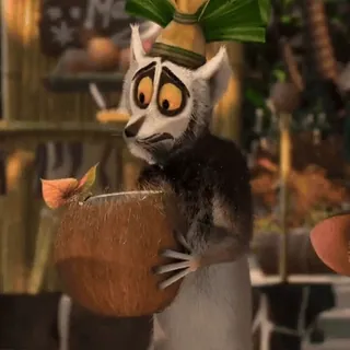 😳 King Julien Madagascar lemur, cartoon, drink, king, julien whatsapp sticker
