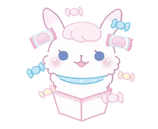 🎀 lapin, bonbon, mignon, kawaii, boîte telegram sticker